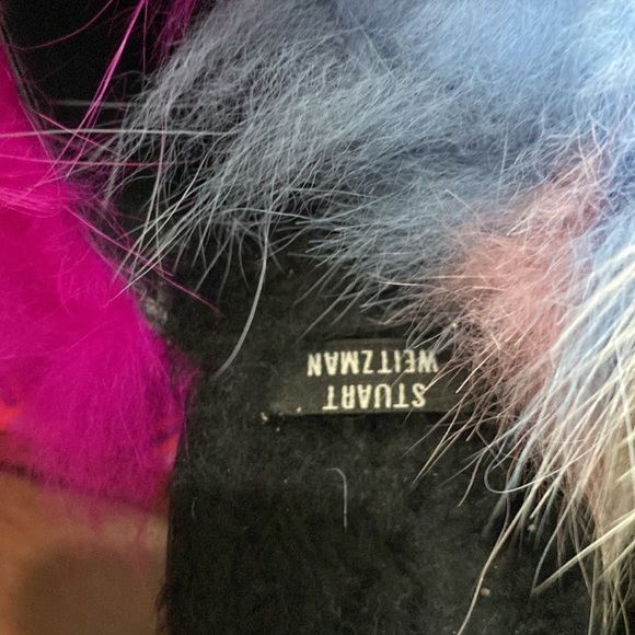 Stuart Weitzman Black Furgetit Women's Slides Suede Multi Color Flats - Picture 2 of 4